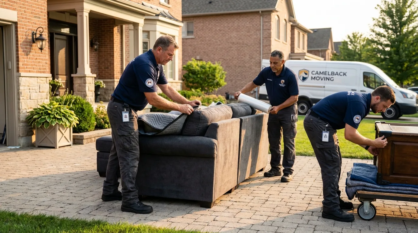 Large estate moving crew wrapping furniture in Lovell, WY