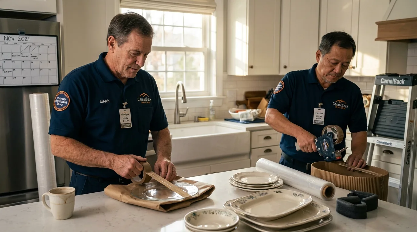 Professional crew packing kitchen dishware in Lovell, WY